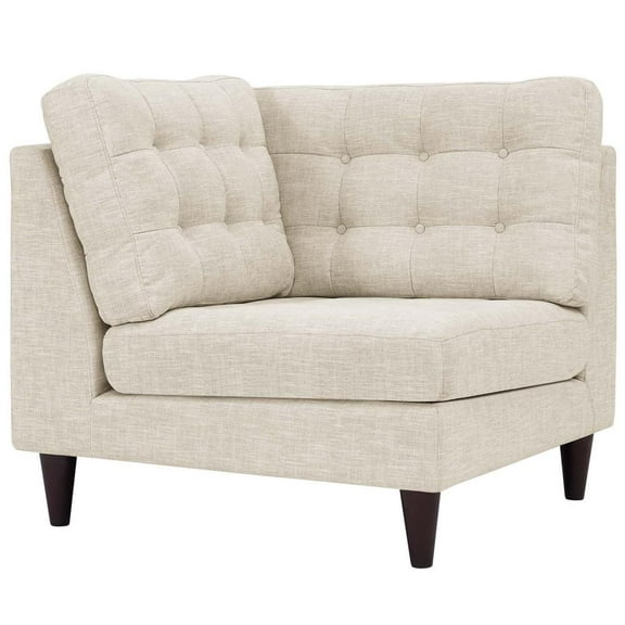 Modway Empress Upholstered Polyester Fabric Sofa Corner Chair in Beige