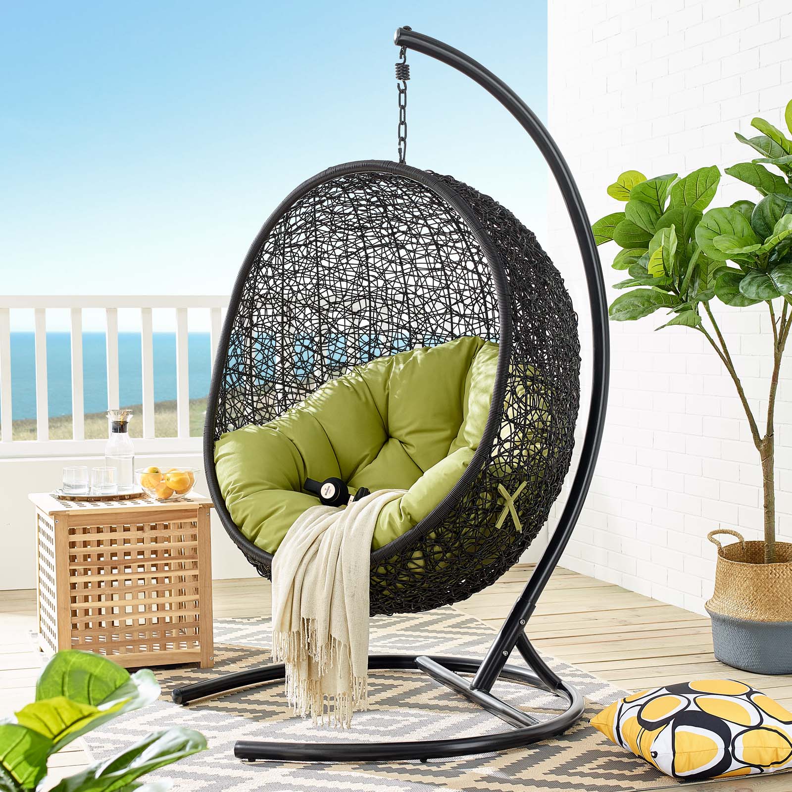 Modway Encase Swing Outdoor Patio Lounge Chair in Peridot - image 1 of 8