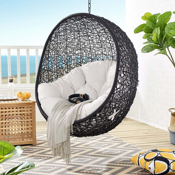Modway Encase Swing Outdoor Patio Lounge Chair without Stand - Black/White