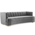 thumbnail image 1 of Modway Encompass Modern Channel Tufted Performance Velvet Sofa in Gray/Gold, 1 of 8