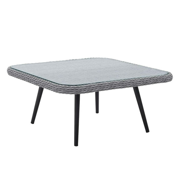 Modway Endeavor Outdoor Patio Wicker Rattan Square Coffee Table in Gray