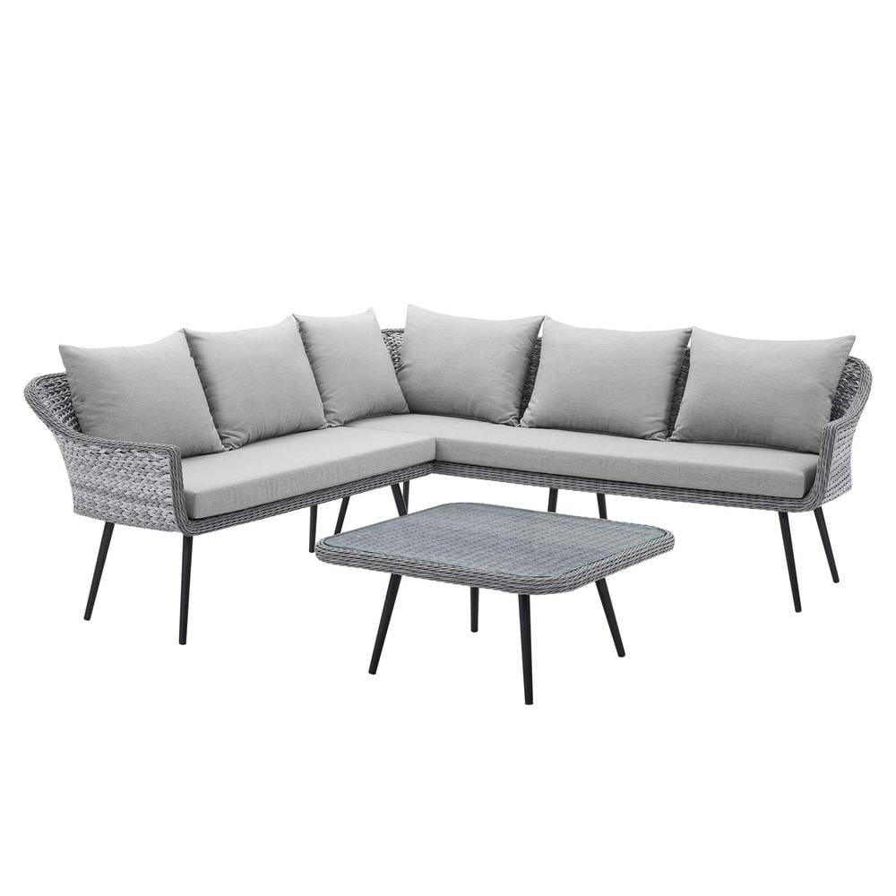 Endeavor Gray Wicker Rattan Outdoor Patio Seating Set