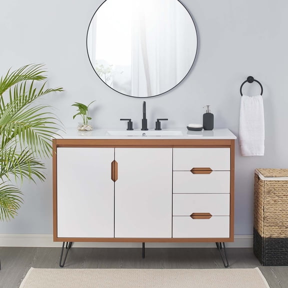 Modway Energize 48" Bathroom Vanity in Cherry White White