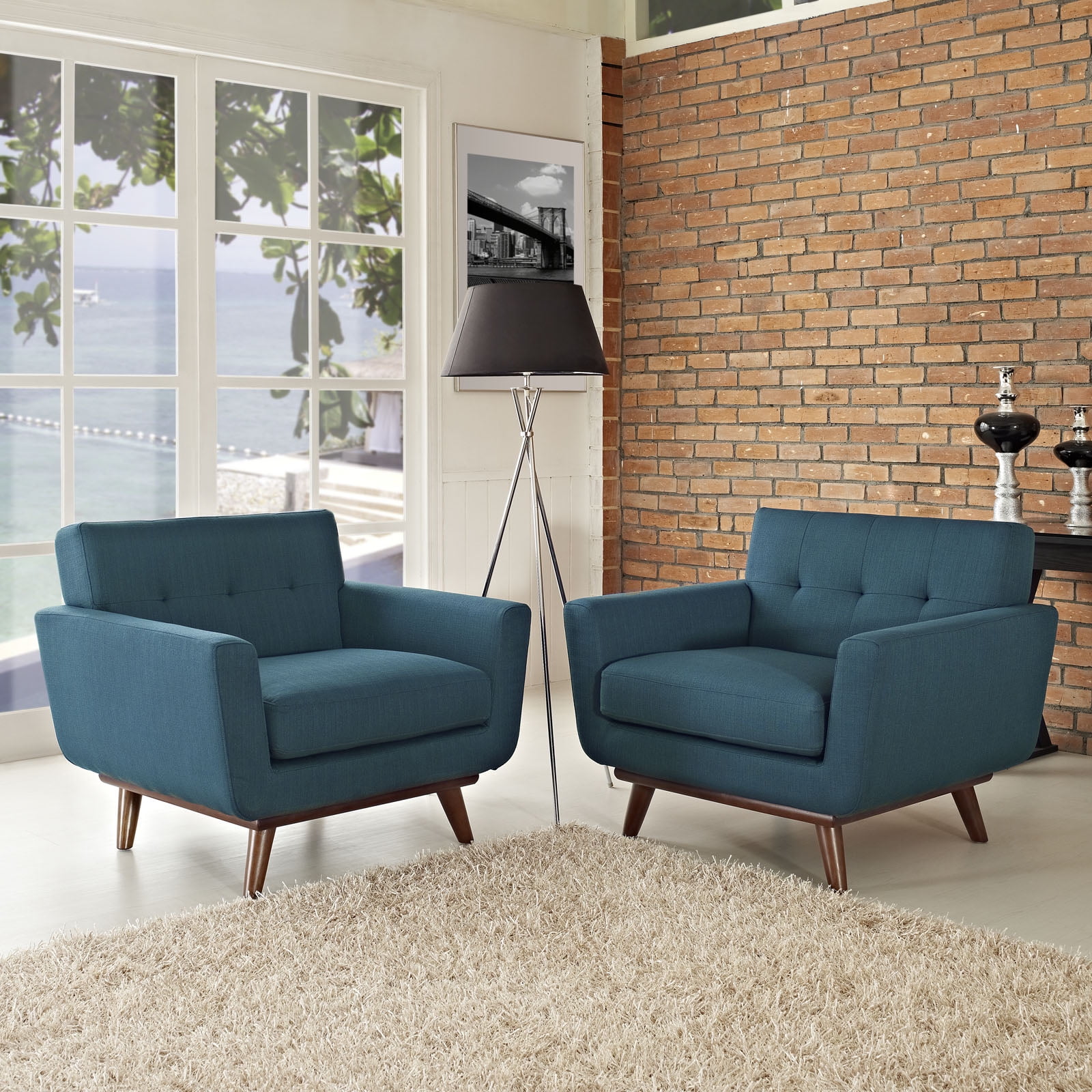 Azure Engage 33" Leather Armchair with Tufted Buttons