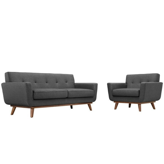 Modway Engage Armchair and Loveseat Set of 2 in Gray