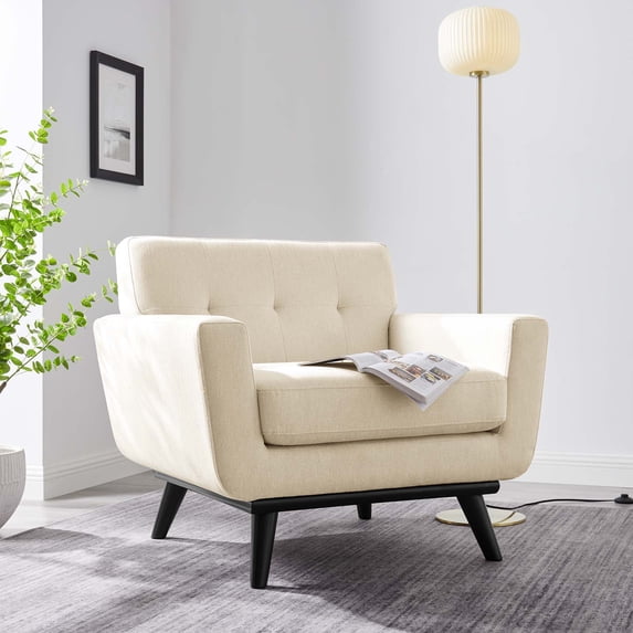 Modway Engage Herringbone Fabric Armchair in Beige