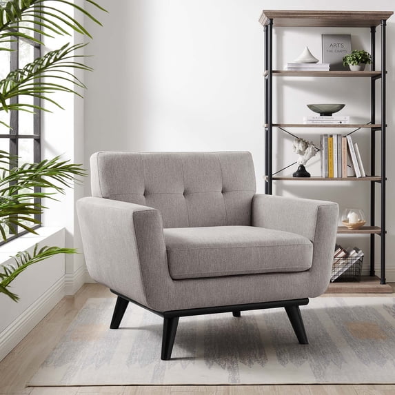 Modway Engage Herringbone Fabric Armchair in Light Gray