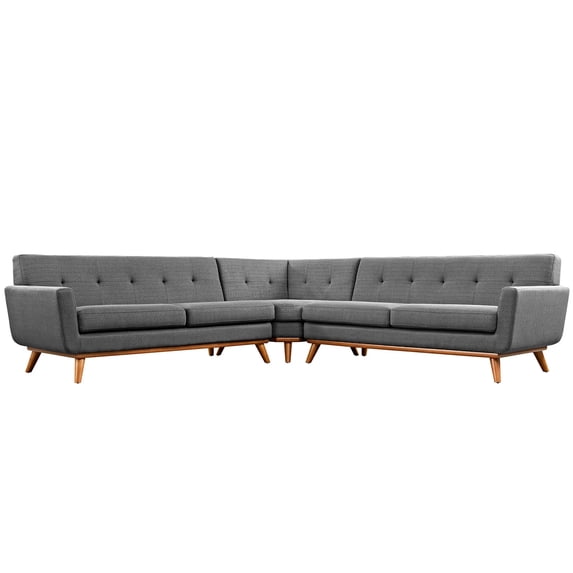 Modway Engage L-Shaped Upholstered Fabric Sectional Sofa in Gray