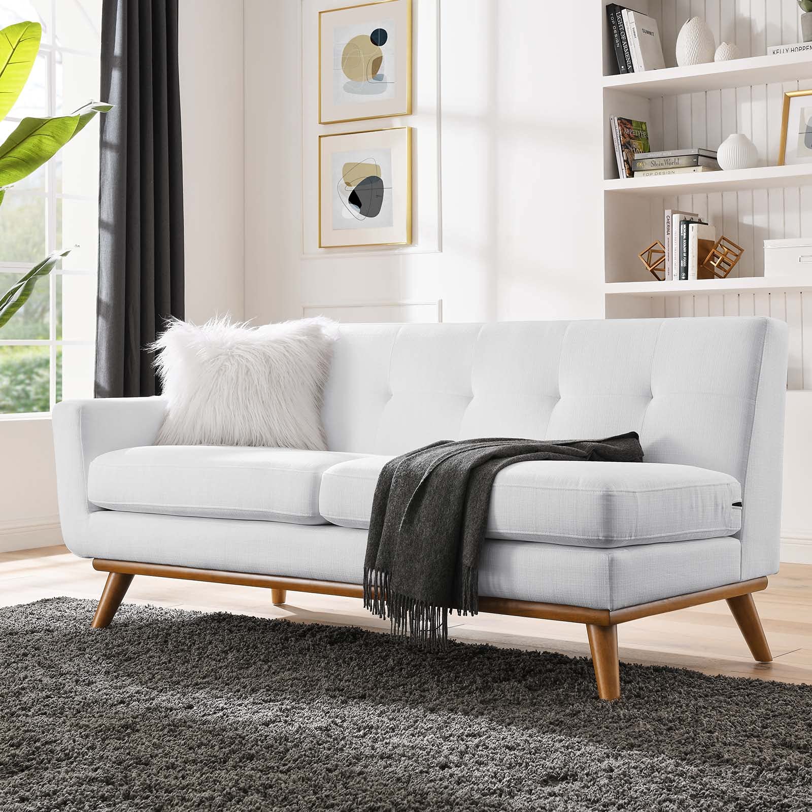 Modway Engage Mid-Century Modern Upholstered Fabric Loveseat in Expectation Gray main image 0