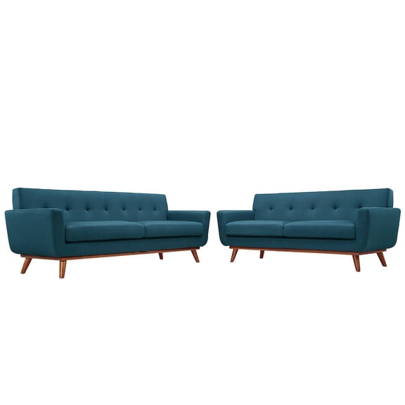 Modway Engage Loveseat and Sofa Set of 2 in Azure