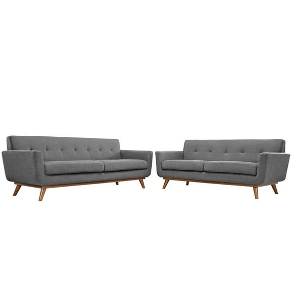 Modway Engage Modern Fabric 2-Piece Sofa Set with Loveseat in Expectation Gray