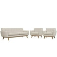 thumbnail image 1 of Modway Engage Modern Fabric 3-Piece Sofa Set with Armchairs in Beige, 1 of 6