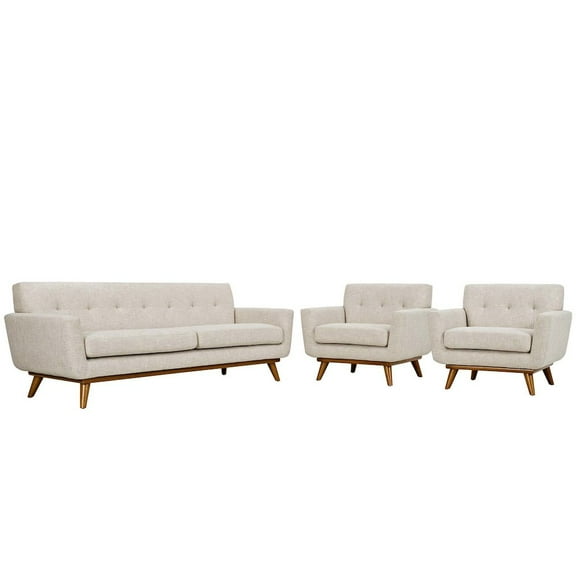 Modway Engage Armchairs and Sofa Set of 3 in Beige