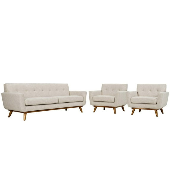 Modway Engage Armchairs and Sofa Set of 3 in Beige