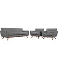 thumbnail image 1 of Modway Engage Modern Fabric 3-Piece Sofa Set with Armchairs in Expectation Gray, 1 of 6