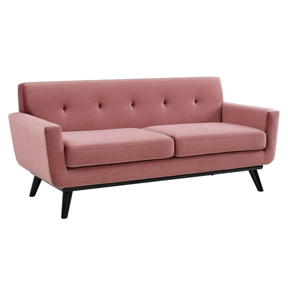 Modway Engage Modern Tufted Back Performance Velvet Loveseat in Dusty Rose
