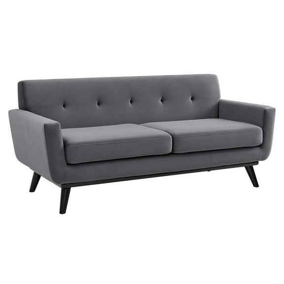 Modway Engage Modern Tufted Back Performance Velvet Loveseat in Gray