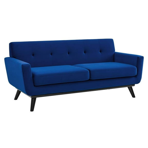 Modway Engage Modern Tufted Back Performance Velvet Loveseat in Navy