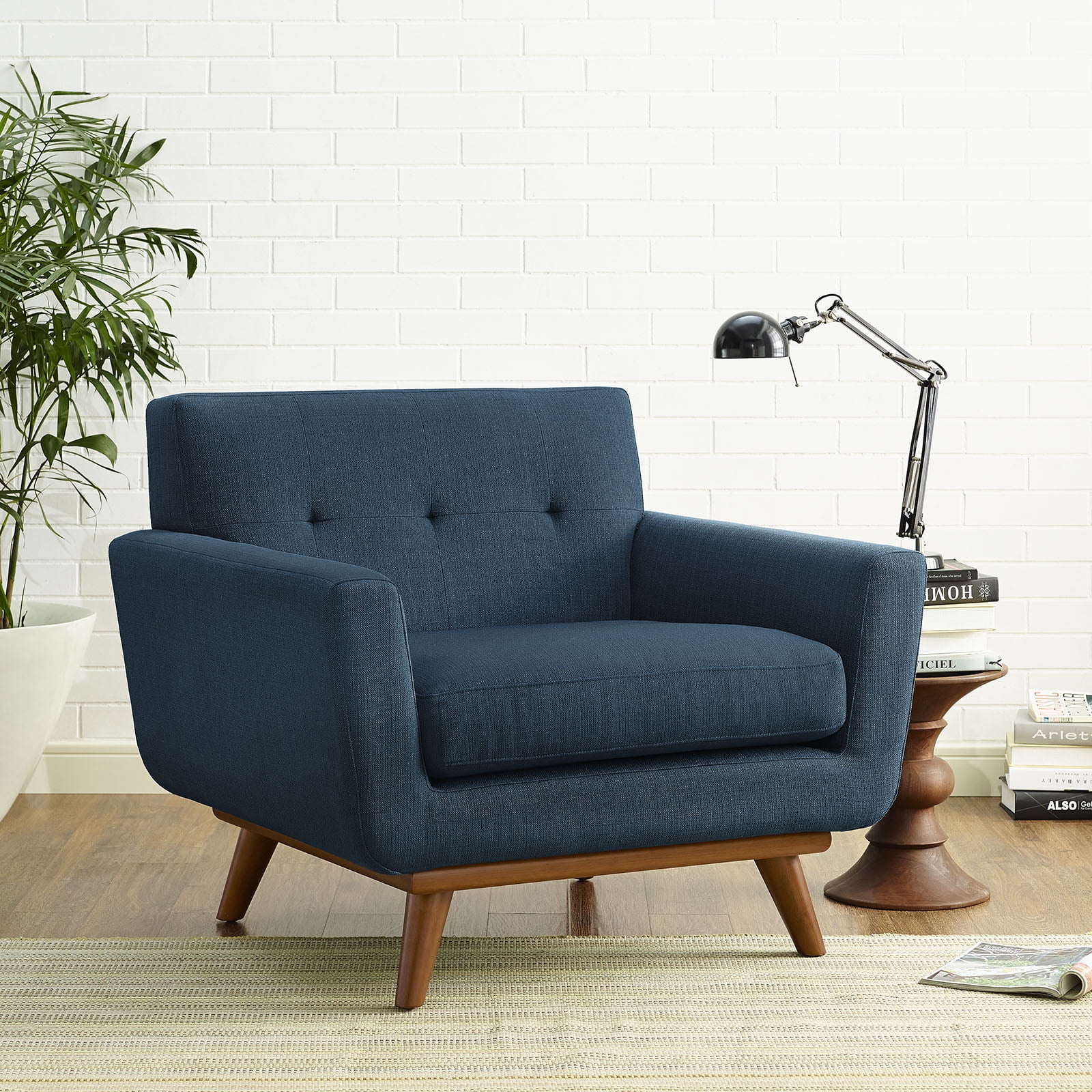 Modway Engage Modern Upholstered Fabric Armchair in Azure Blue