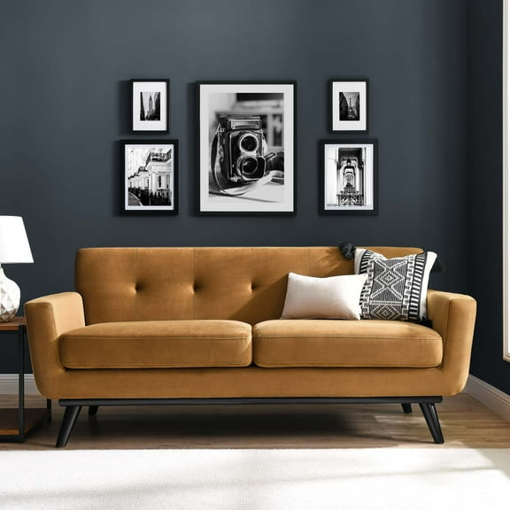 Modway Engage Performance Velvet Loveseat in Cognac