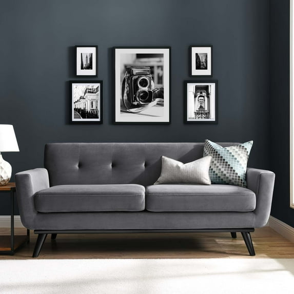 Modway Engage Performance Velvet Loveseat in Gray