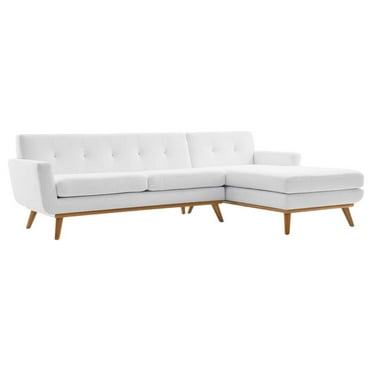 Modway Engage Right-Facing Upholstered Fabric Sectional Sofa in White