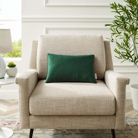 Modway Enhance 18" Lumbar Performance Velvet Throw Pillow, Green