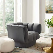 Modway Entertain Vertical Channel Tufted Performance Velvet Armchair in Gray