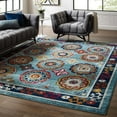 thumbnail image 1 of Modway Entourage 94.5x122" Odile Floral Moroccan Trellis Area Rug in Blue/Red, 1 of 8