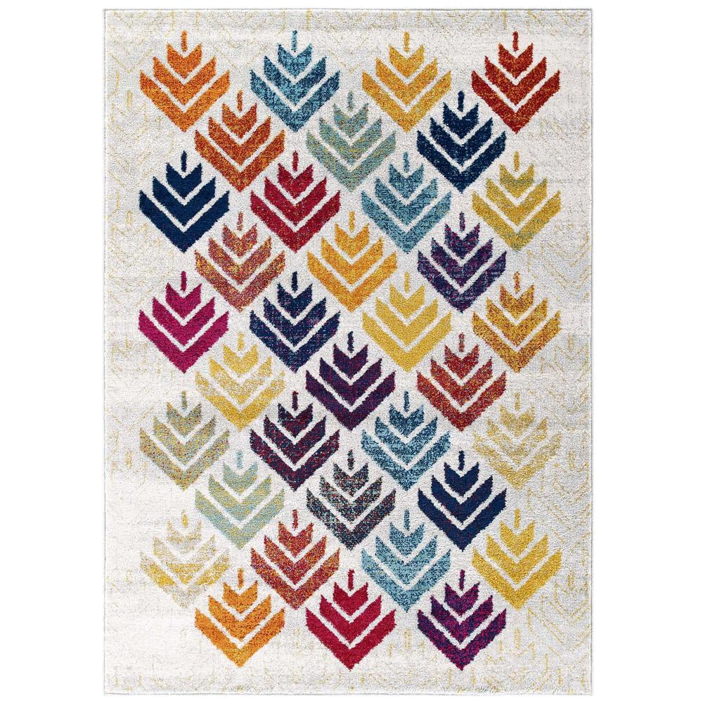 Florin Multicolor Abstract Floral Non-Slip Area Rug 5x8
