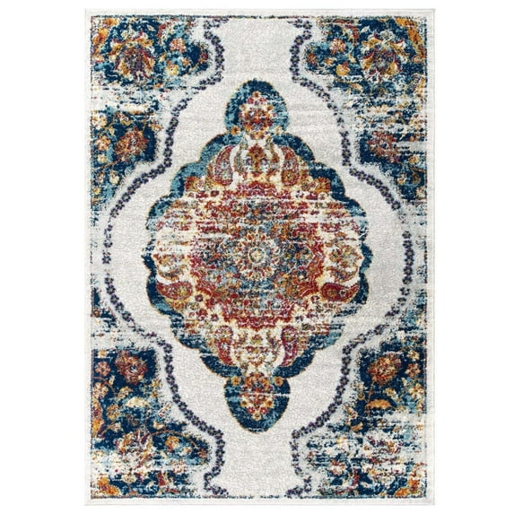Modway Entourage Malia Vintage Floral Medallion Area Rug in Multi-Color