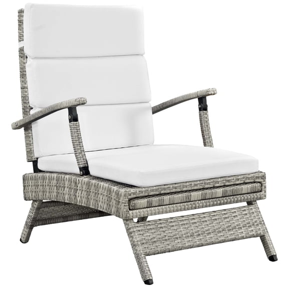Envisage Chaise Outdoor Patio Wicker Rattan Lounge ChairLight Gray White