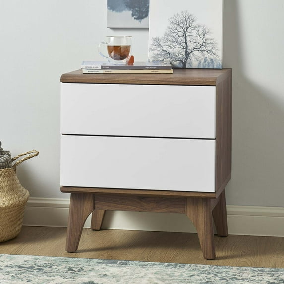 Modway Envision 2-Drawer Nightstand in Walnut White