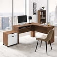 thumbnail image 1 of Modway Envision Particleboard MDF Wood Desk and File Cabinet Set in Walnut/White, 1 of 10