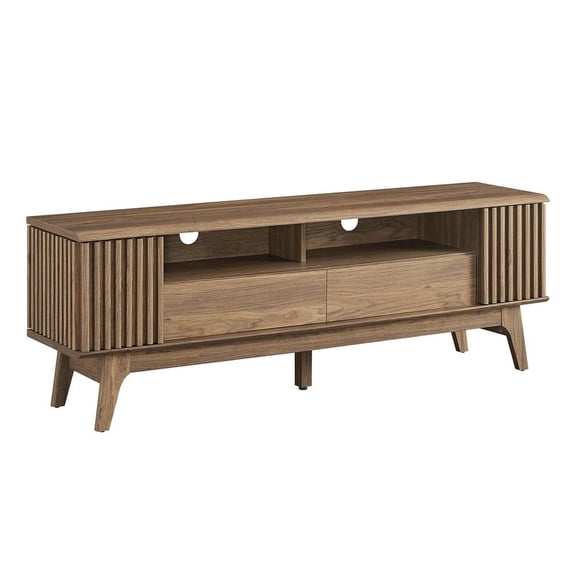 Modway Eudora Wood TV Stand for TVs up to 65" with Hinged Doors in Walnut