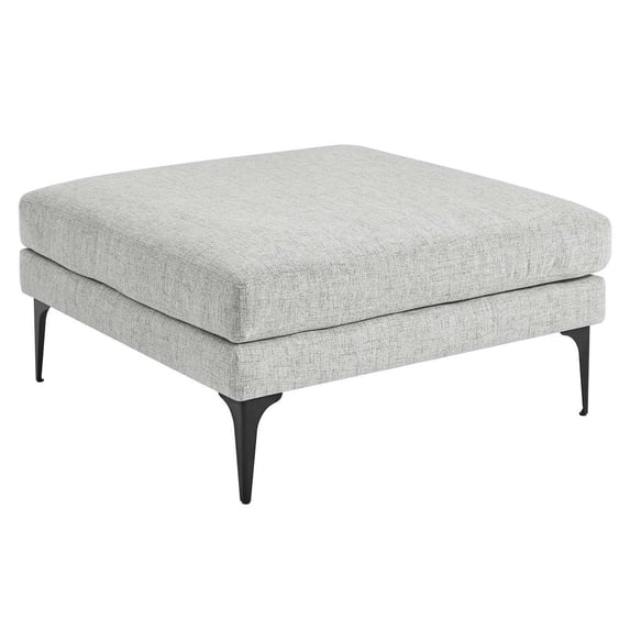 Modway Evermore Metal and Upholstered Fabric Ottoman in Light Gray