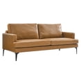 thumbnail image 1 of Modway Evermore Modern Style Vegan Leather and Metal Sofa in Tan, 1 of 8