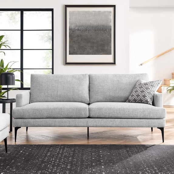 Modway Evermore Upholstered Fabric Sofa in Light Gray