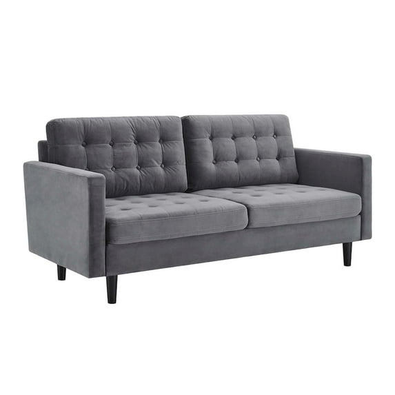 Modway Exalt Tufted Performance Velvet Sofa in Gray