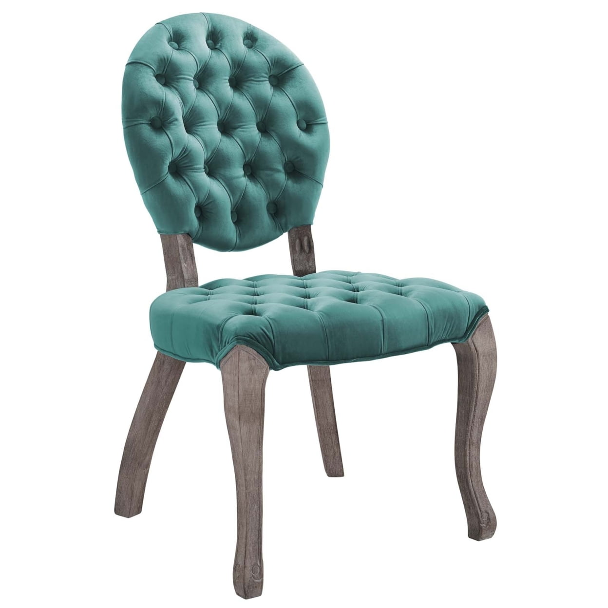 Elegant French Vintage Gray Velvet Upholstered Side Chair
