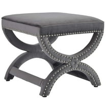 Modway Expound Upholstered Nailhead Trim Performance Velvet Ottoman in Gray