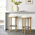 thumbnail image 1 of Fable Boucle Fabric Bar Stools - Set of 2 in Oak Ivory, 1 of 8