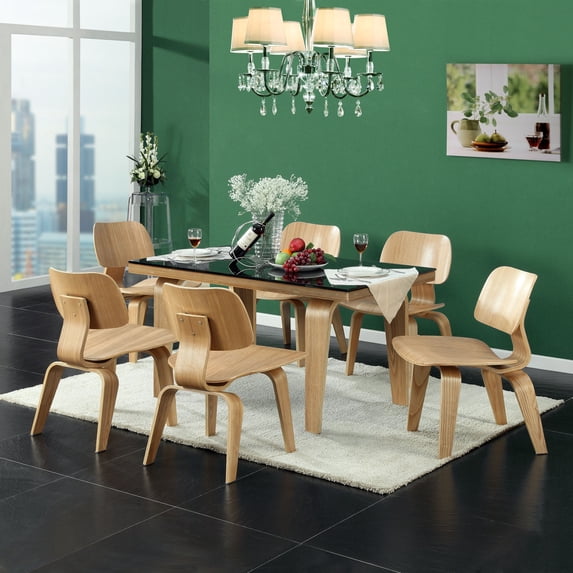 Modway Fathom 18.5" Style Wood Dining Chairs in Natural (Set of 2)