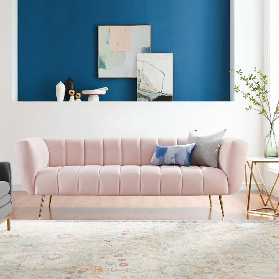 Modway Favour Channel Tufted Performance Velvet Sofa, Multiple Colors