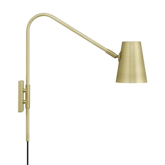 Modway Faye Metal & Fabric Wall Sconce with Swivel Arm in Satin Brass