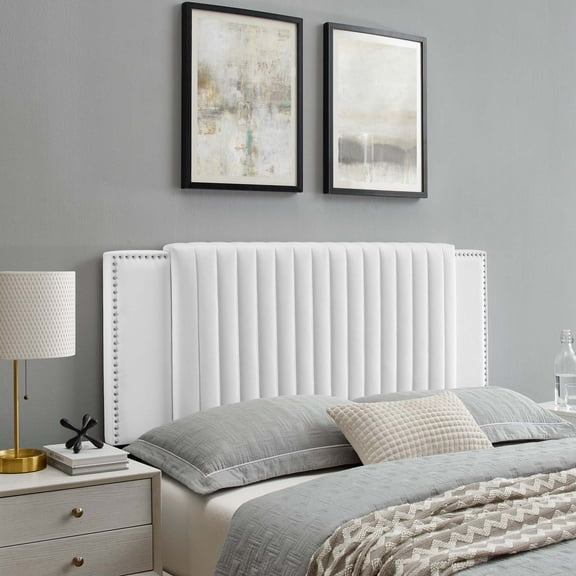Modway Felicity Channel Tufted Performance Velvet Twin Headboard in White