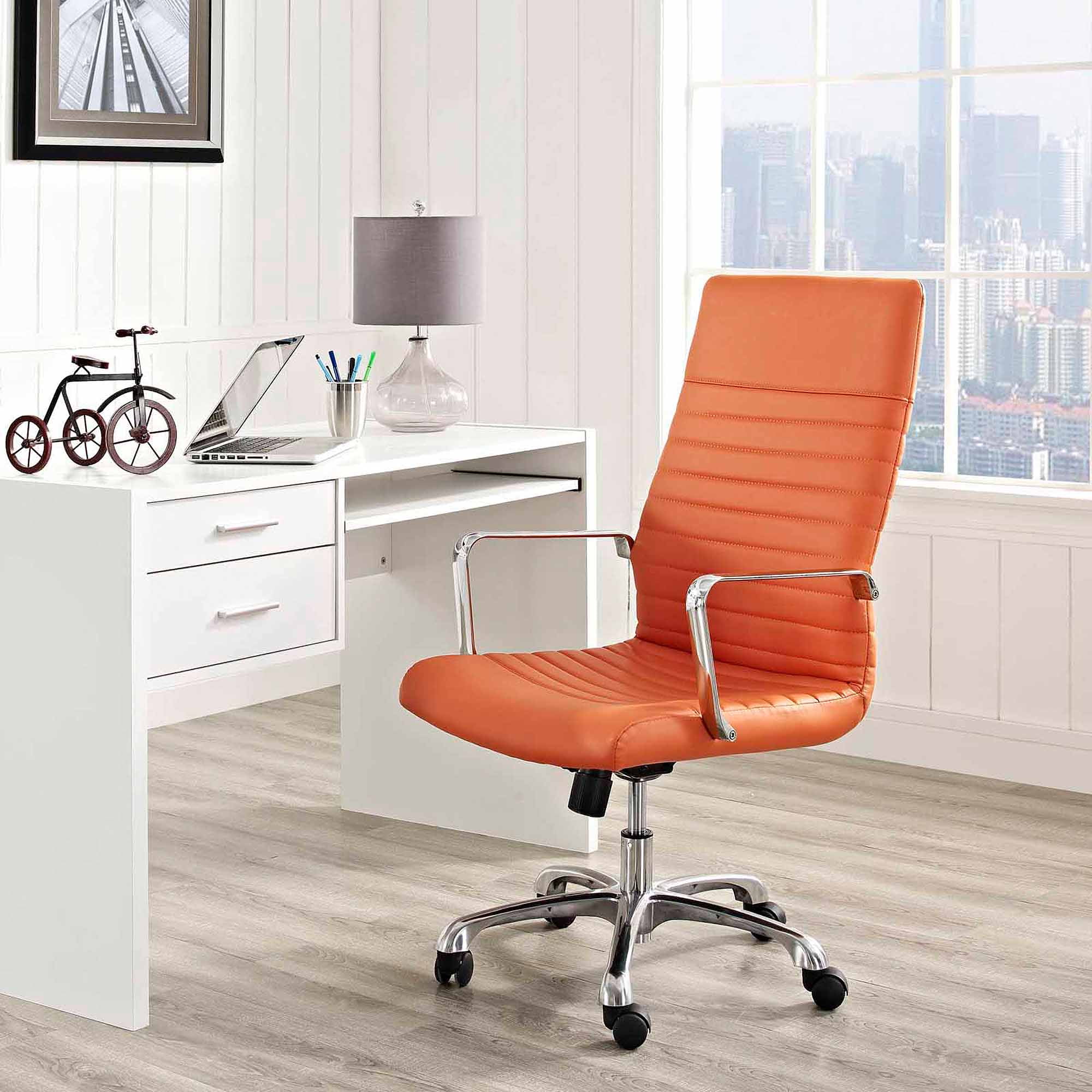 Modway Finesse Highback Leatherette Office Chair Multiple Colors