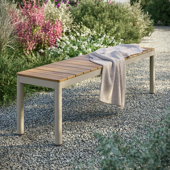 Finn Bench with Faux Wood Top in Natural