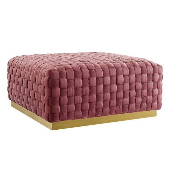 Modway Florence Square Performance Velvet Ottoman, Pink/Gold