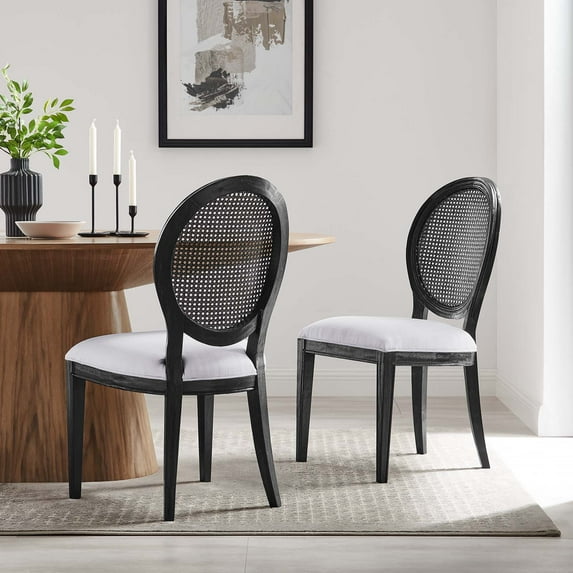 Modway Forte French Vintage Dining Side Chair in Black White